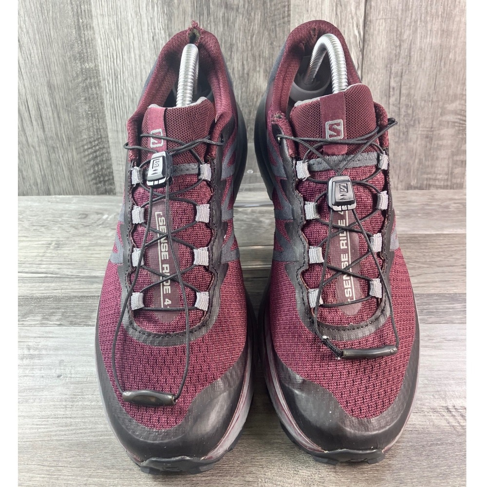 Salomon Sense Ride 4 Trail Running Shoes Burgundy Grey Womens 9 413053 - Picture 3 of 9
